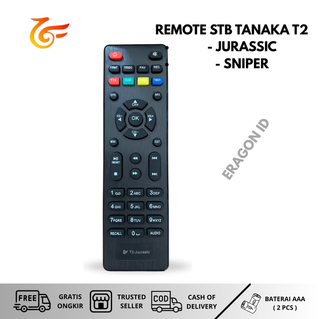 Remote STB TANAKA Jurasic Remote Tanaka Sniper Remote Set Top Box Tanaka Jurasik DVB T2 Remote Tanak