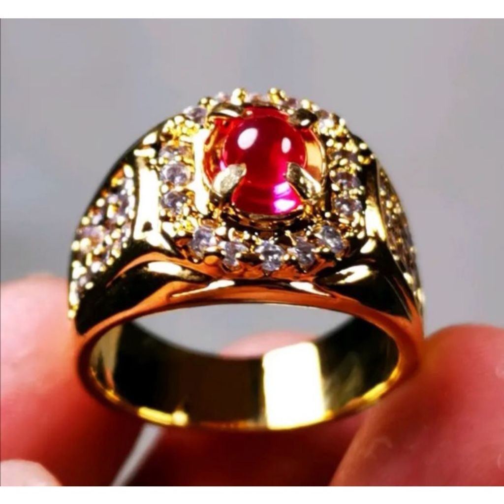 Cincin Batu Merah Delima Asli Super Minimalis Mewah