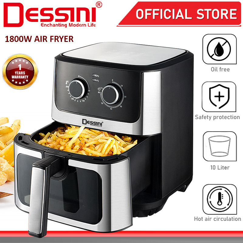 DESSINI ITALY Air Fryer Elektrik Tanpa Minyak Timer Kapasiti Besar Masak Cepat Sihat Electric Air Fr