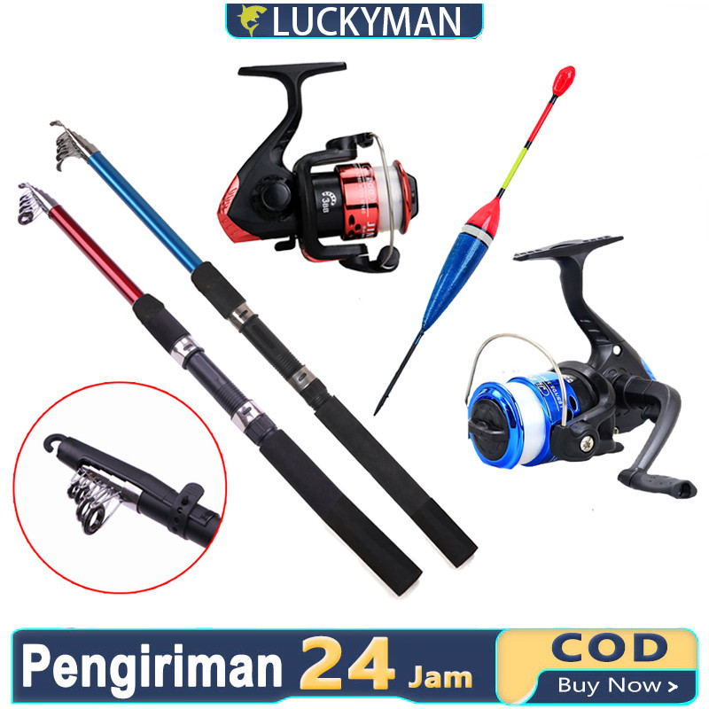 Set Pancing Dan Gulungan Alat Pancing Full Set Murah Memancing Untuk Pemula/set Joran Pancing Reels