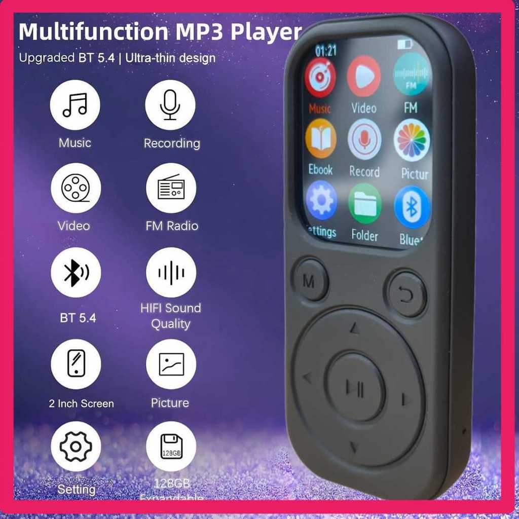 Yoidesu MP3 Digital Audio Player HiFi Bluetooth MP4 2 Inch 210mAh - SD-09