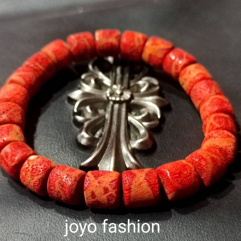 GELANG TASBIH FOSIL BATU MARJAN ORIGINAL ASLI LAUT MERAH NATURAL