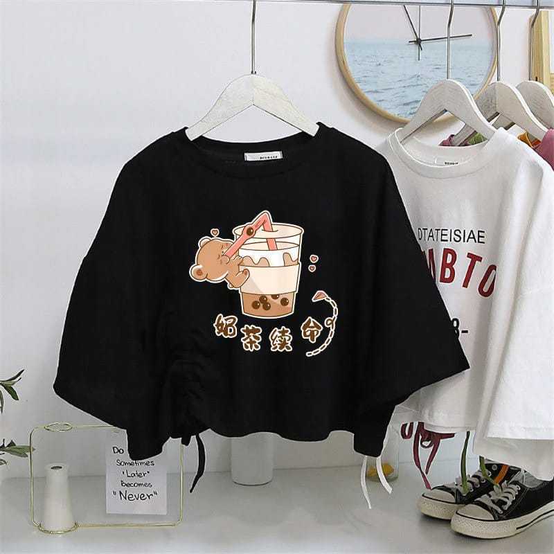 VICTORY - Kaos Oversize Crop SERUT MILK TEA (LD 100, P 42)
