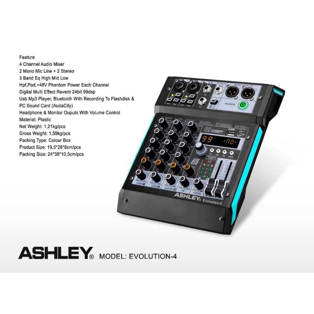EVOLUTION-4 MIXER 4 CHANNEL ASHLEY ORIGINAL / MIXER 4 CHANNEL / EVOLUTION4 ASHLEY / EVOLUTION 4