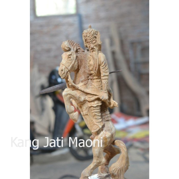 jagrak kayu pahat patung laksamana cheng ho berkuda cina KJM 1122 Asli Paling Mewah TRE2345