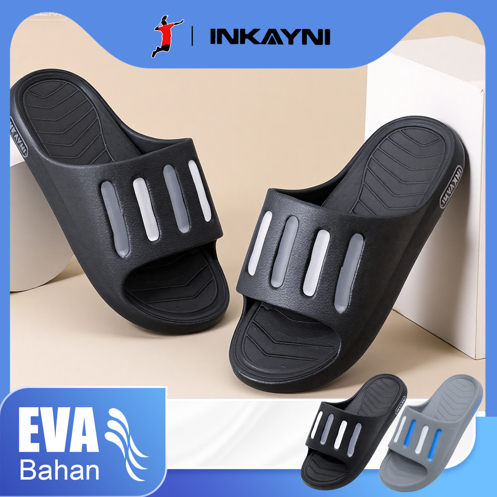 INKAYNI Sandal pria terbaru 2026 Sendal Rumah anti licin tahan aus sol EVA tebal Karet elastis Empuk