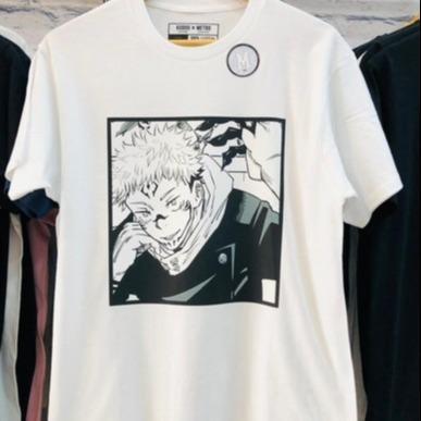 Anime Oversized Kudou x Metro - Tshirt Itadori Yuji Face Sukuna Character Anime Manga Jujutsu Kaisen