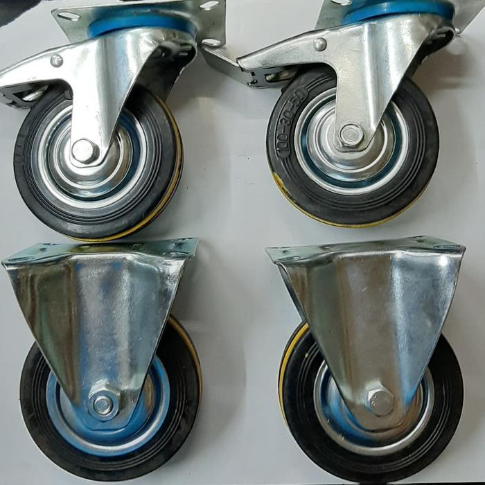 roda troli karet hitam 5 rem mati