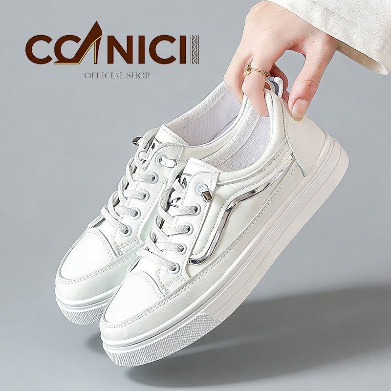 Sepatu Sneakers Wanita Sepatu Sekolah Hitam Putih