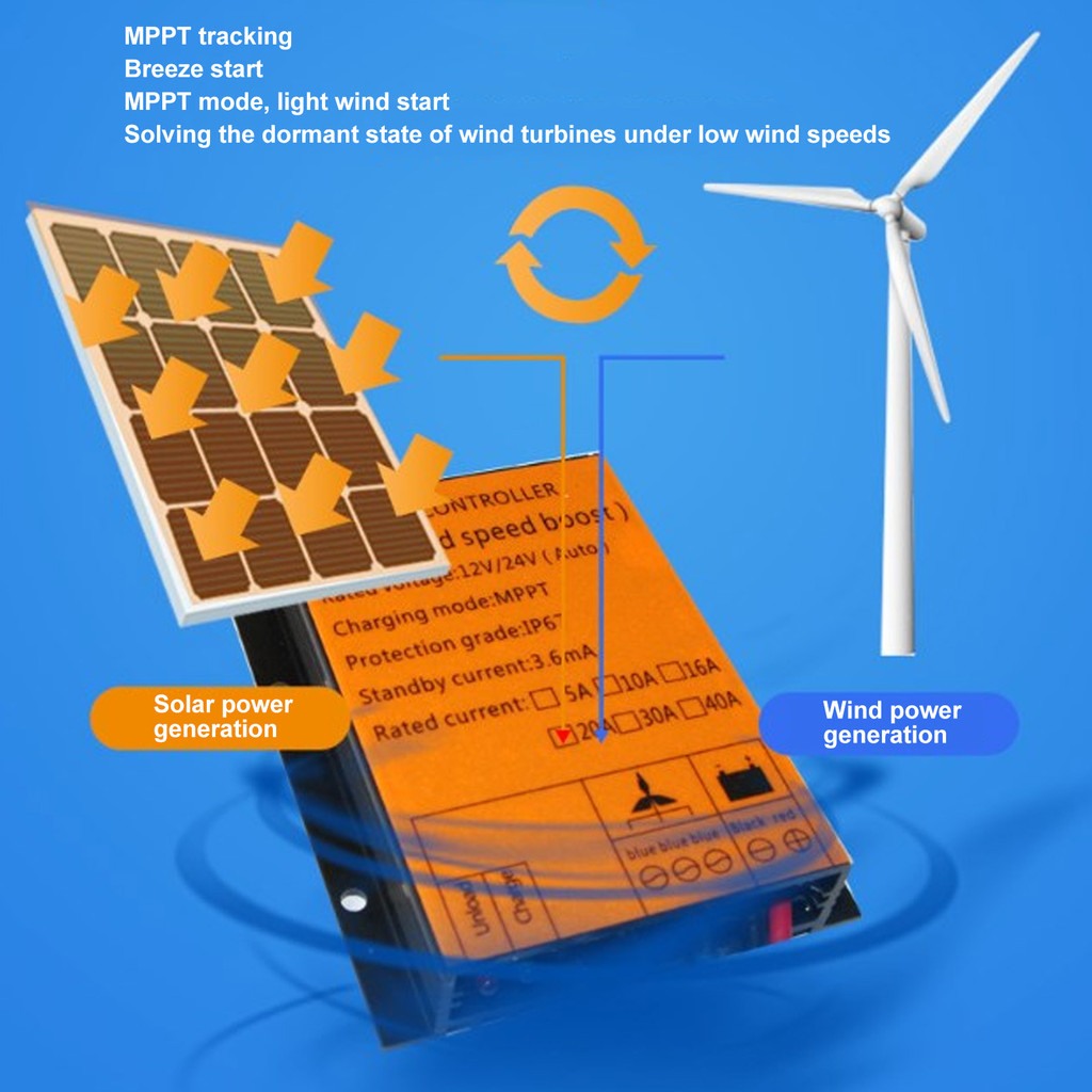 12V 24V Wind Turbine Controller 300W‑1000W Step Up Type MPPT PWM Wind  Controller 16A Wind  Regulato