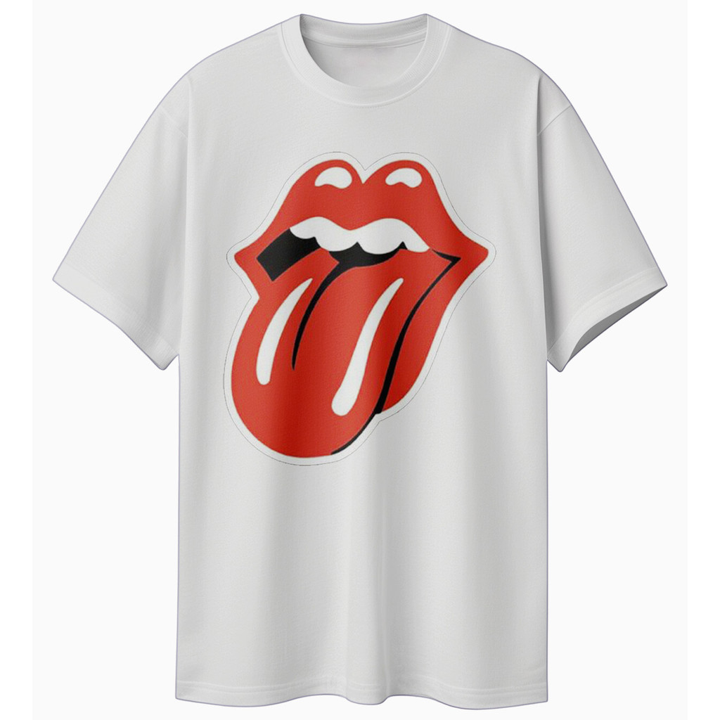 Kaos Dewasa Band Vintage Rolling Stone Basic Logo Tongue Premium Tshirt Cotton 24s