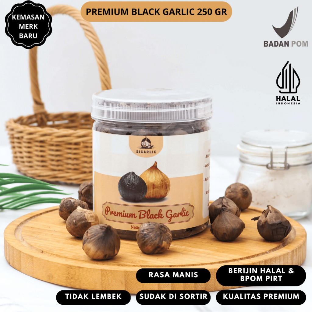 SIGARLIC Black Garlic Solo Bawang Hitam Tunggal Premium  250GRAM - Bawang Hitam Lanang