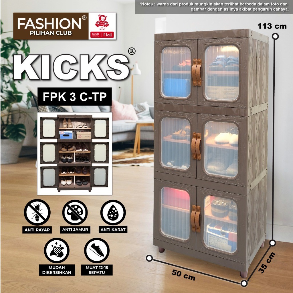 CLUB Fashion Rak Sepatu FPSR Kicks - Rak Sepatu Plastik - Kabinet Serbaguna Lemari Sendal Kuat Awet