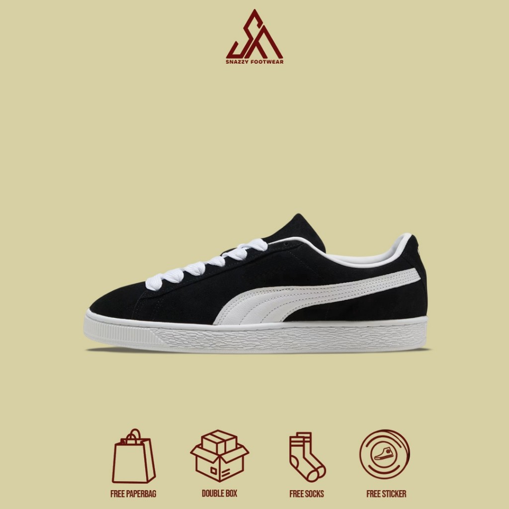 Sepatu Sneakers Puma Suede Black White Classic 100% Original Unisex