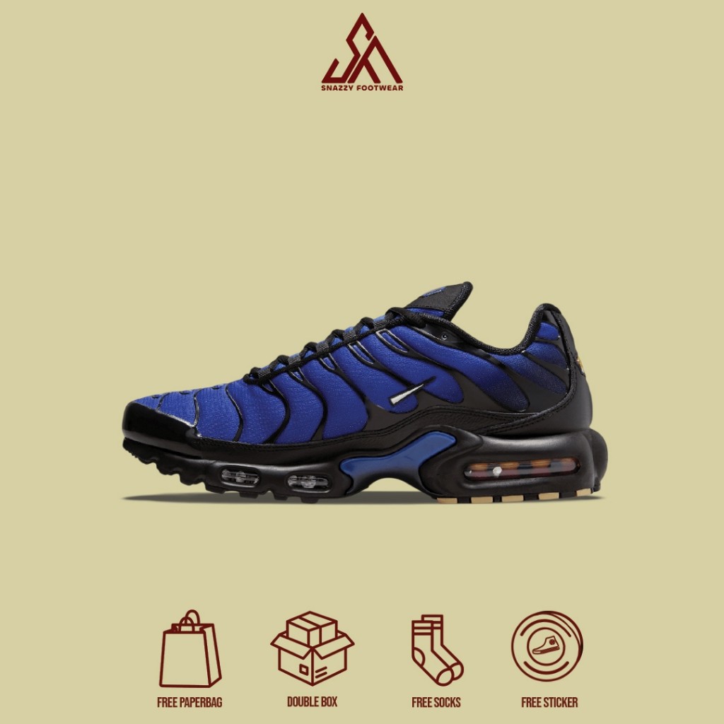 Sepatu Sneakers Nike Air Max Plus Tn Black Racer Blue 100% Original Unisex