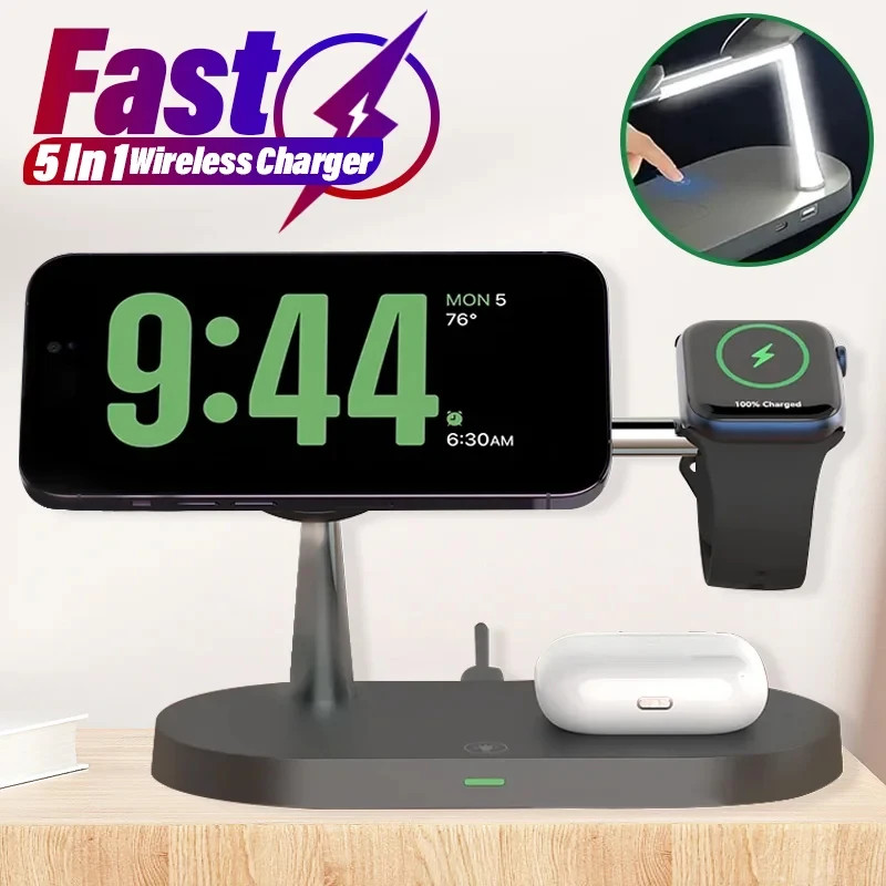 RS 3 in 1 Wireless Charger Stand Magnetic For iPhone 12 13 14 15 16 Fast Charging Station for Apple 