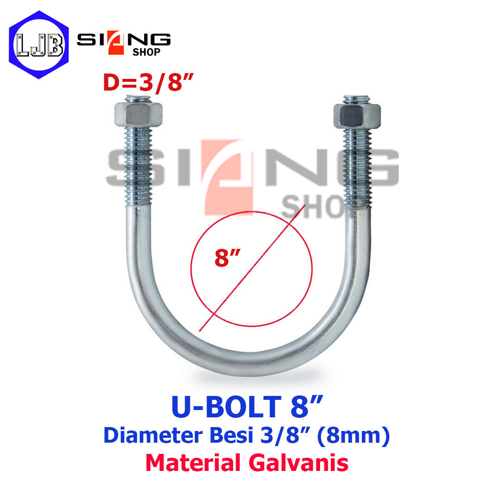 U Bolt Pipa 8 inc Putih
