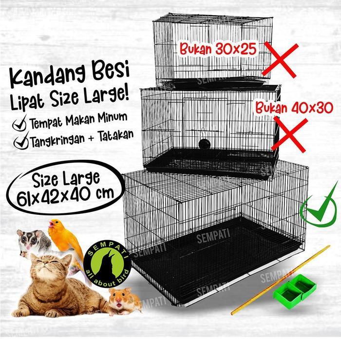 SEMPATI Sangkar Kandang Umbaran Kucing Size Large L 61x42x40cm Ekonomis Fullset Free 2 Cepuk Plus Ta