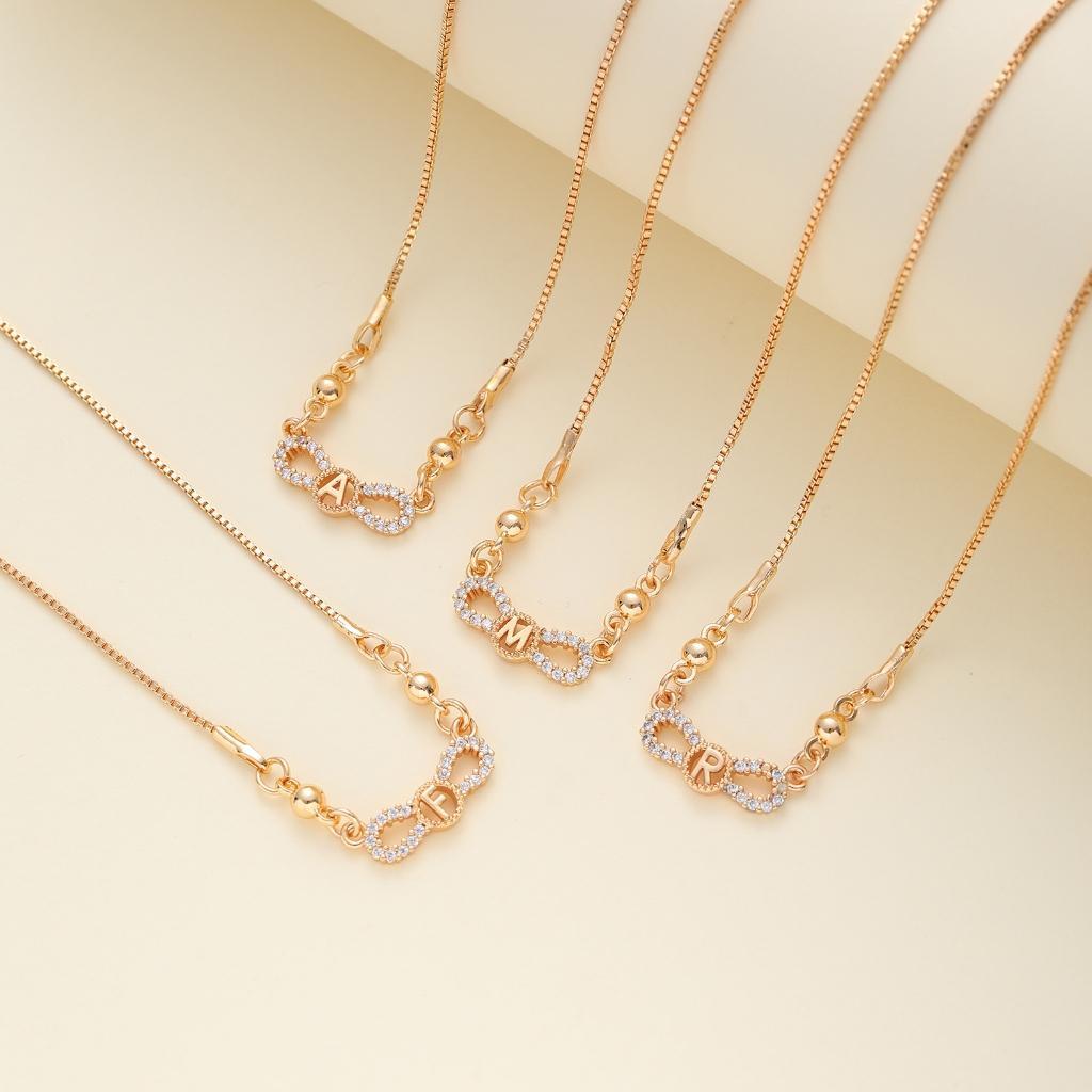 494N Kalung Titanium Huruf Muda Emas Wanita Anti Karat Asli Panjang kalung rachelvennya & kalung kal