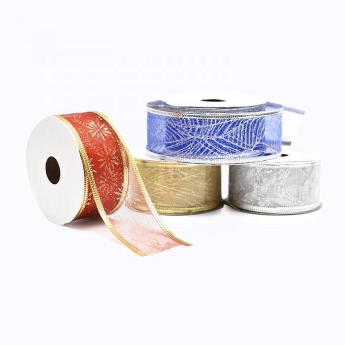 Pita Pohon Natal Roll Motif Natal 4cm - Pita Roll - Pita Meteran - Hijau