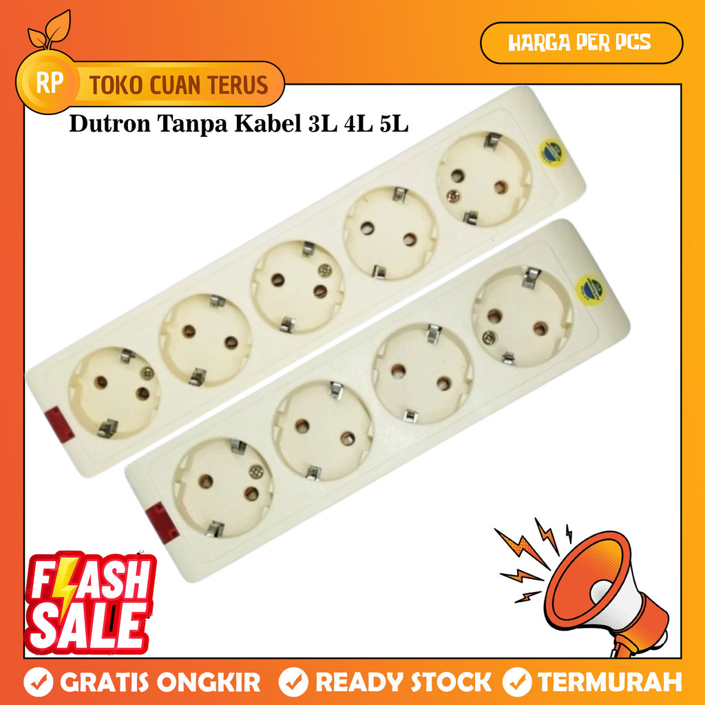 Dutron Stop Kontak Tanpa Kabel 3 Lubang 4 Lubang 5 Lubang Saklar ON OFF Lampu LED Indikator Socket A