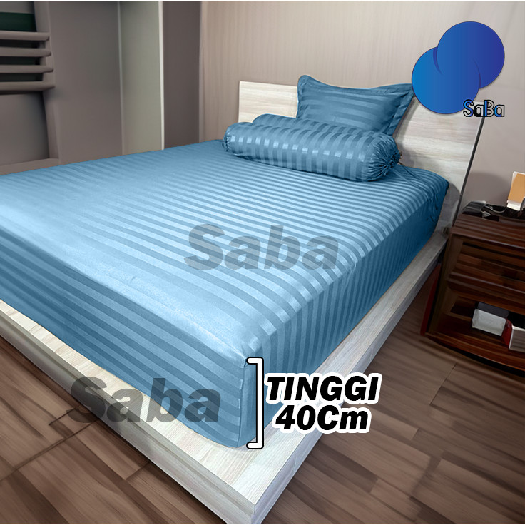 (SABA)Tinggi 40cm Sprei Hotel Microtensel Bahan Tebal Anti Geser Double Karet