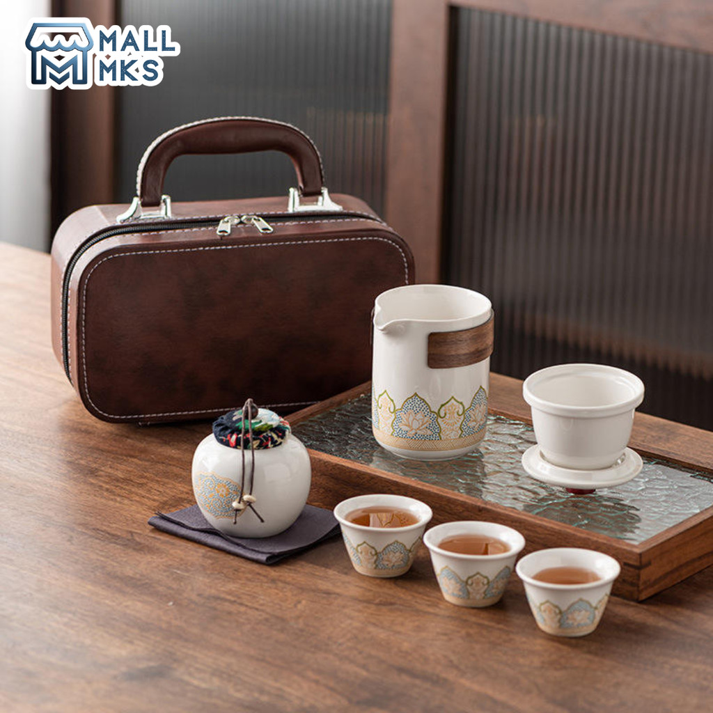 Set Teko Gelas Keramik Kopi Teh 3 Cangkir 1 Teko 1 Toples