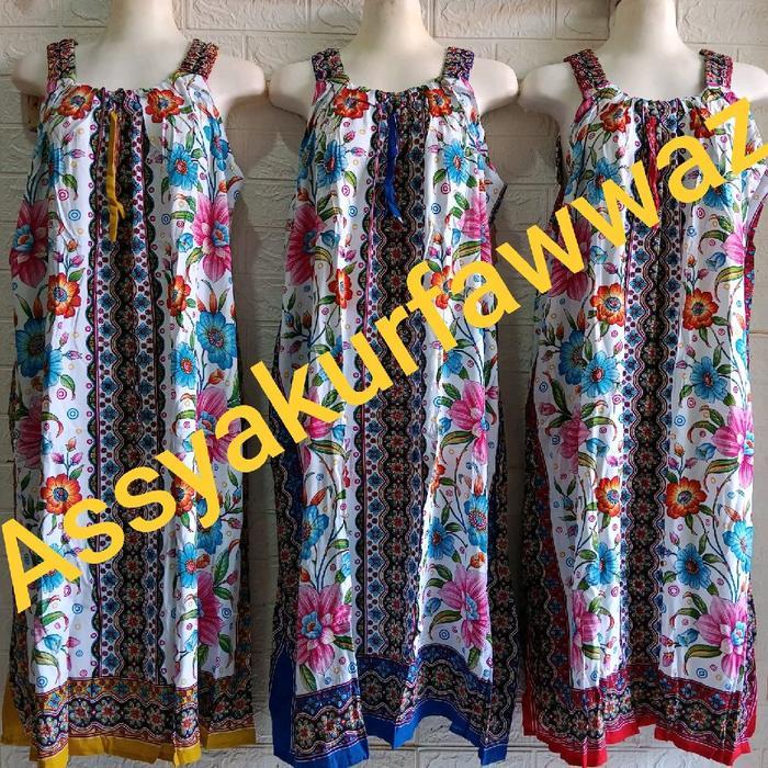 DASTER YUKENSI BATIK ASSYAKURFAWWAZ LD 130 MOTIF BUNGA GELOMBANG - BIRU