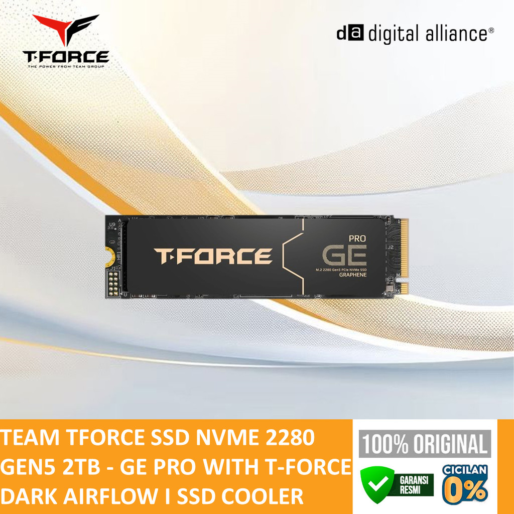 TEAM TFORCE SSD NVME 2280 GEN5 2TB - GE PRO WITH T-FORCE DARK AIRFLOW I SSD COOLER