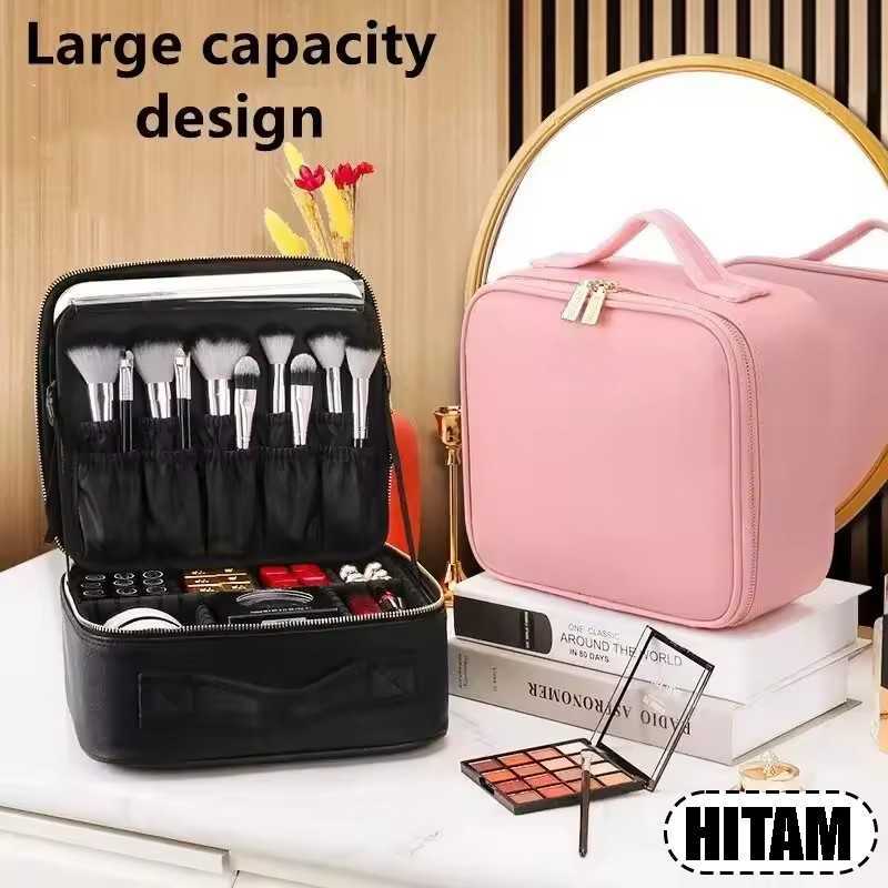 Tas Kosmetik Kaca Mirror Make Up Travel Organizer 26cm, Tas Makeup MUA Ada Cermin Sekat Portable Ant