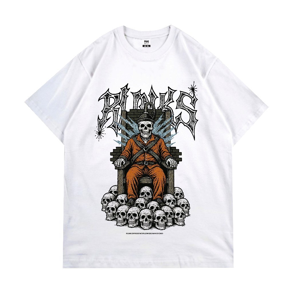 Kaos Casual Runks Pride T-Shirt Reguler Cotton Combed 24s Skulend White