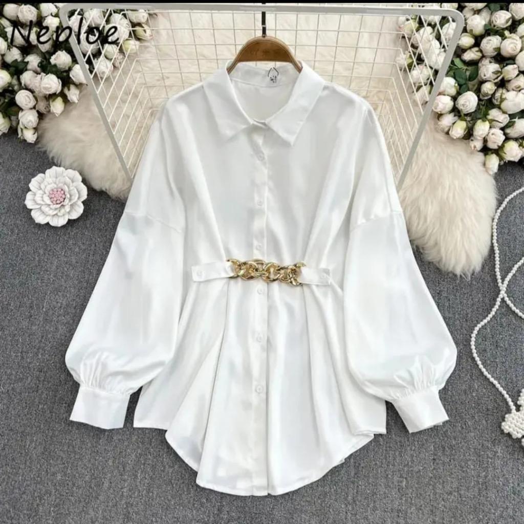 KEMEJA KERJA WANITA BIG SIZE | LD 140 130 120 110 dst | KEMEJA POLOS ATASAN WANITA OVERSIZE BLOUSE |