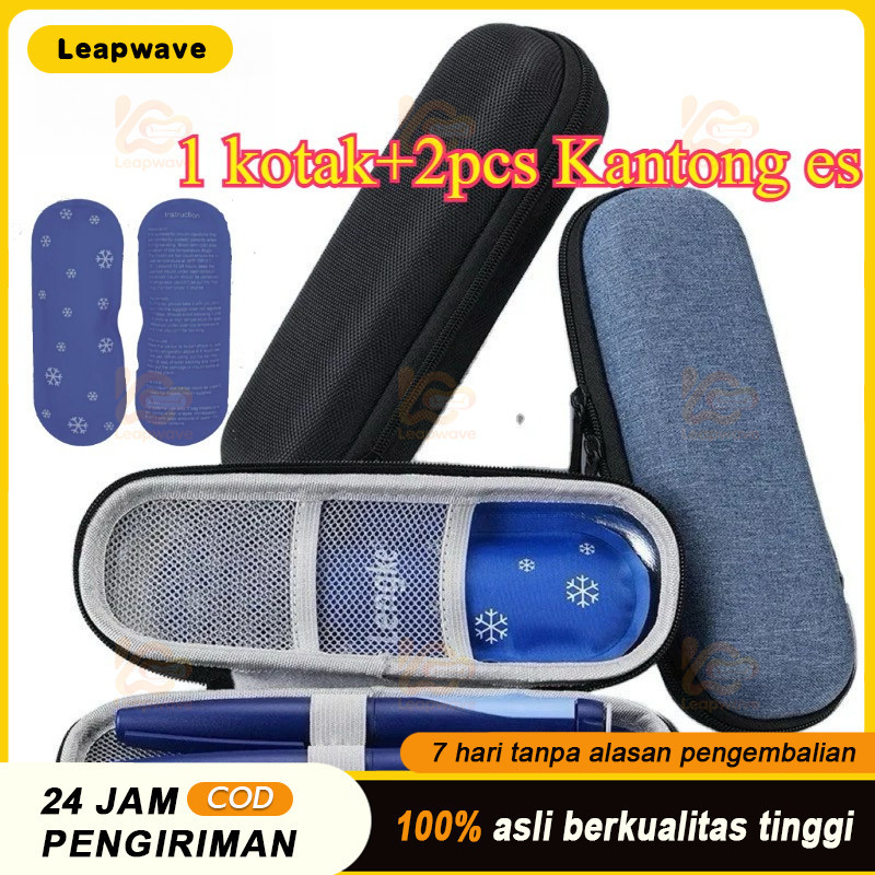 1Set(2 Kantong Es)Portable Cooler Bag Insulin Tas Insulin Travelling Insulin Cooler Bag Travel Biru