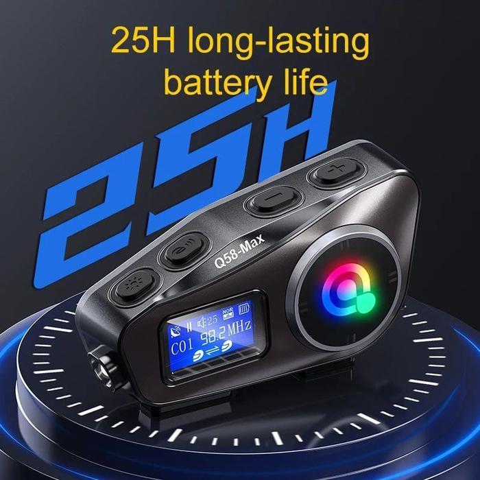 Intercom Helm Motor Dual Core BT 5.3 LCD Headset Interkom Walkie Talkie Ht Q58MAX