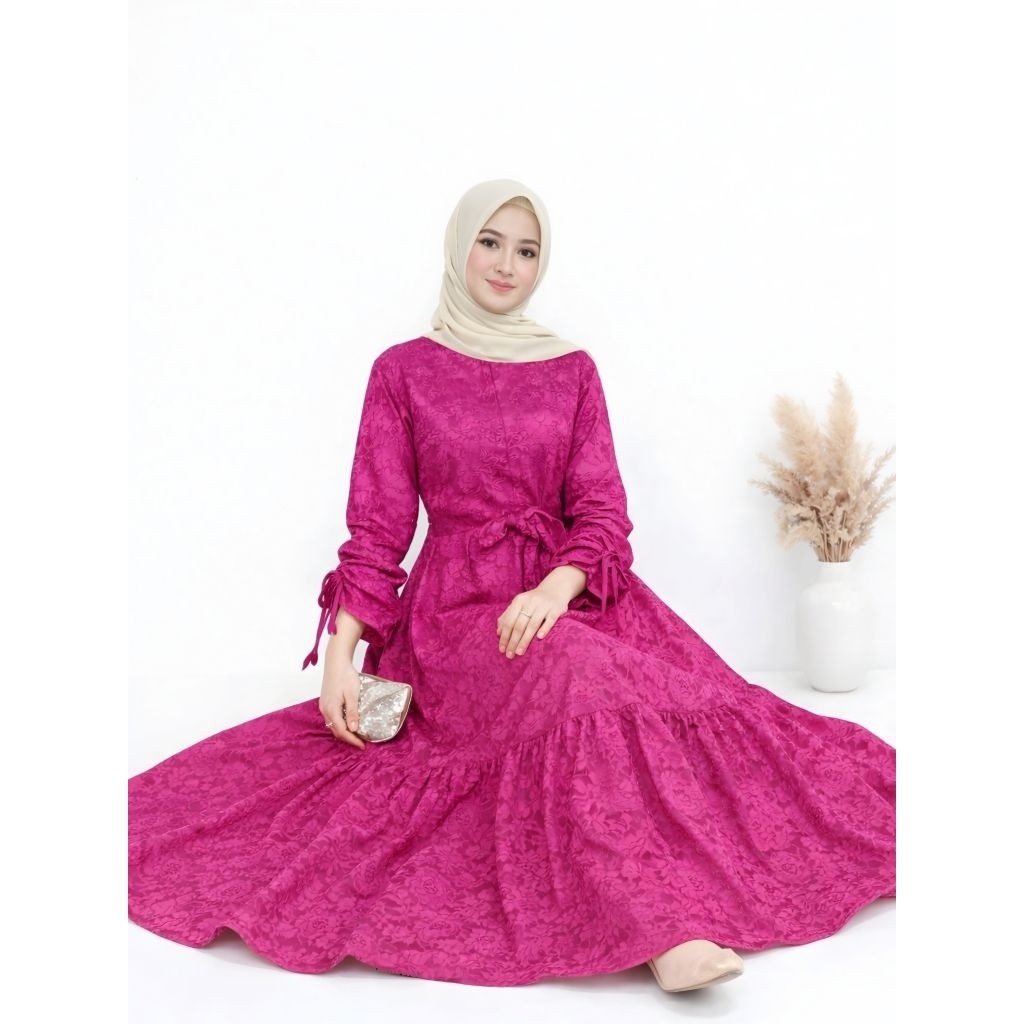 Maxy Bigsize Mylana Brokat Wanita Fashion Gamis Wanita Simple Bukat Gliter Mewah Busui Friendly Gm