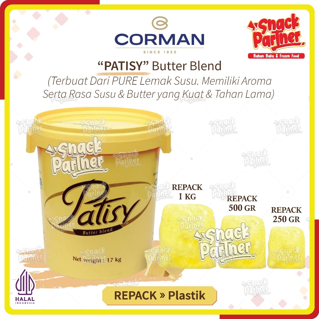CORMAN PATISY BUTTER Repack 250 500 GR / 1 KG - Buter Patissy Mentega Pengganti Wijsman Wisman 250GR
