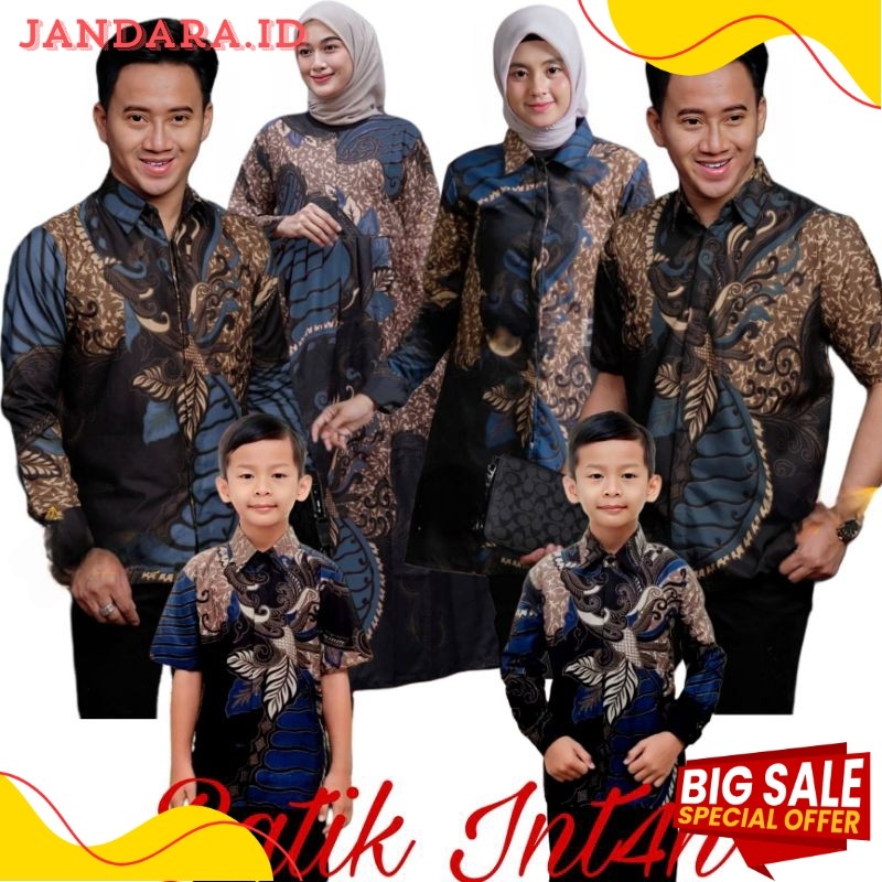 Baju Couple Keluarga | Baju Couple Pasangan | Tunik Batik Couple Ayah Ibu Dan Anak Laki Laki