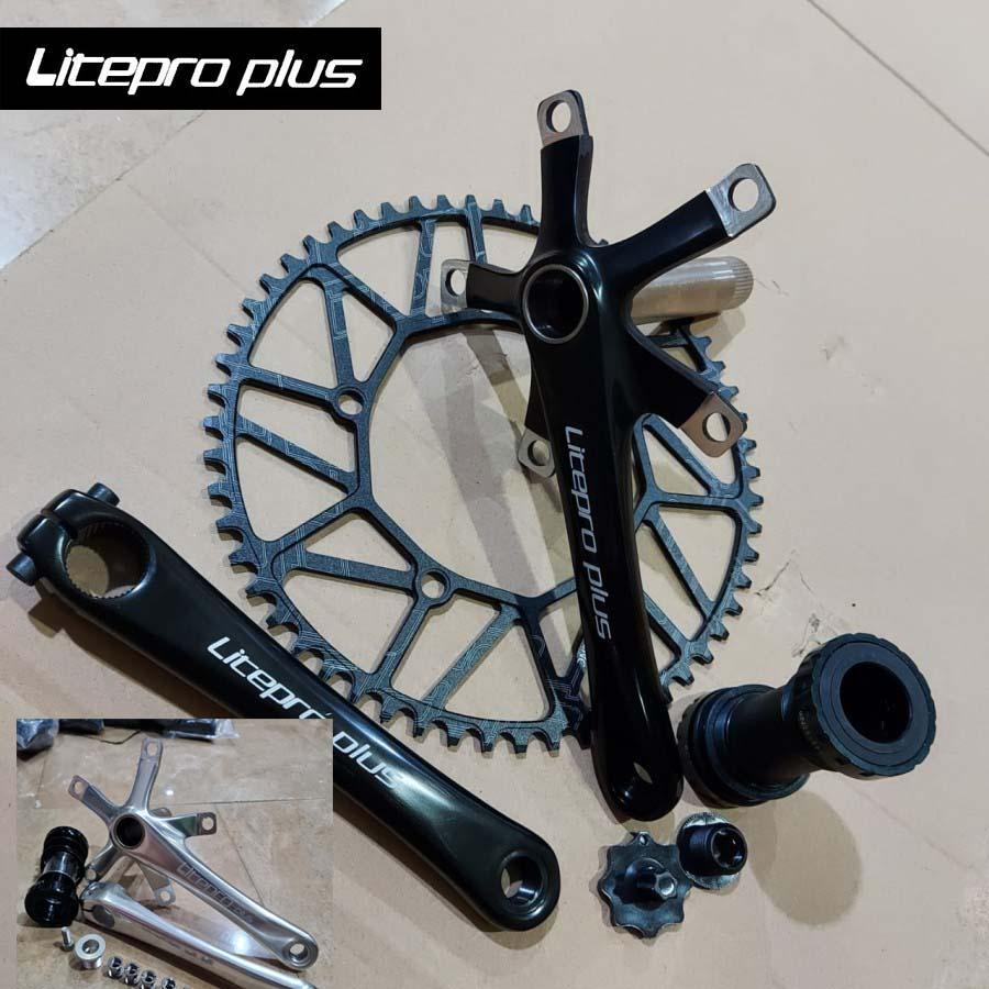 crankset LITEPRO PLUS emboss crankarm crank arm set BB HT2 54T 56T BB hollowtech gold silver black r