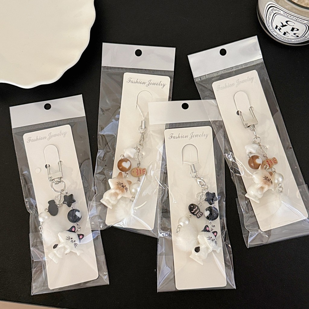 Funny Cat Theme Mobile Phone Straps  Korean Style Keychain Lanyard Short Anti-Lost For iPhone Case D