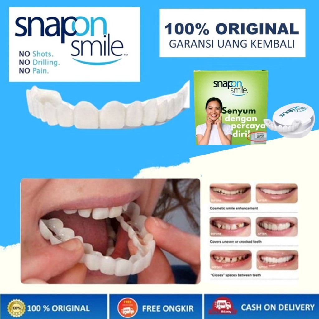 [ BISA COD ] Gigi Palsu Instan 1 Set Atas Bawah Snap On Smile 100% Original