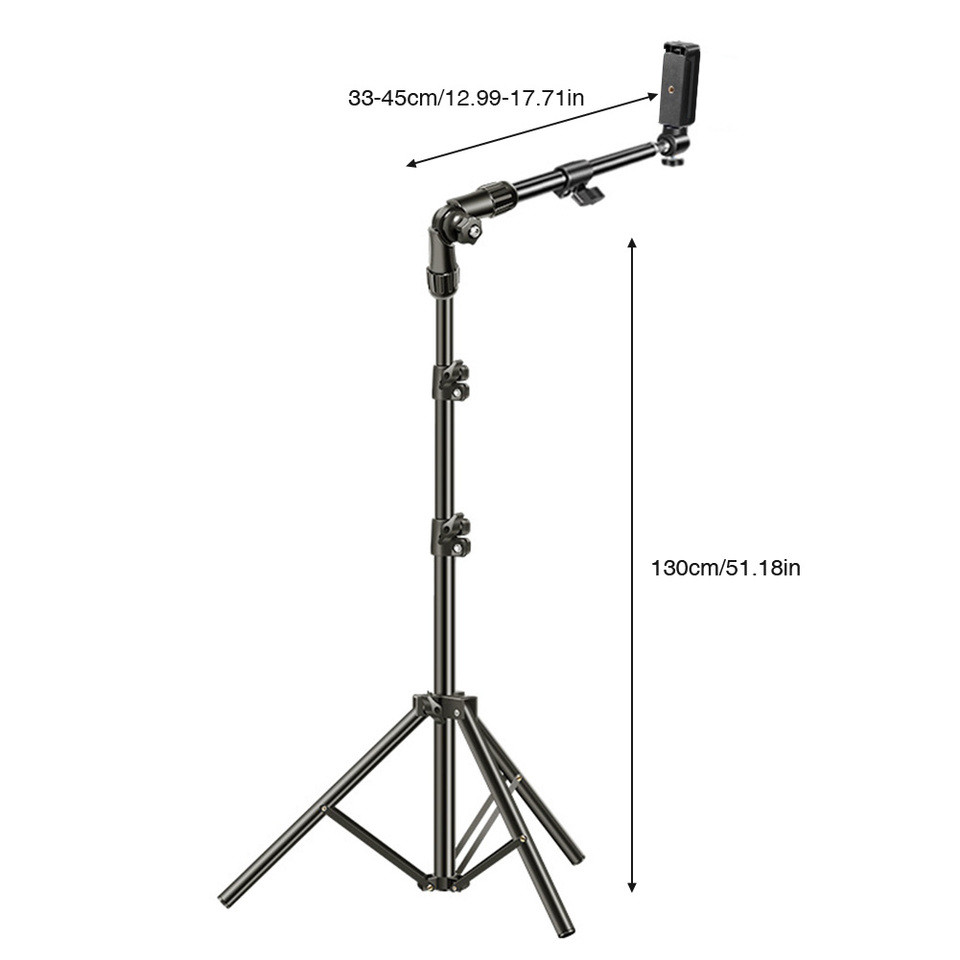 1 Set Phone Tripod Adjustable Horizontal Overhead Tripod Cell Phone Tripod Stand for Recording/Watch