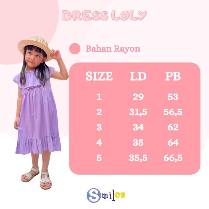 Smilee Loly Mix - Dress Anak Perempuan Rayon 1-5 th Gaun Cewek Bayi Katun Lengan Nyaman & Cantik Tun