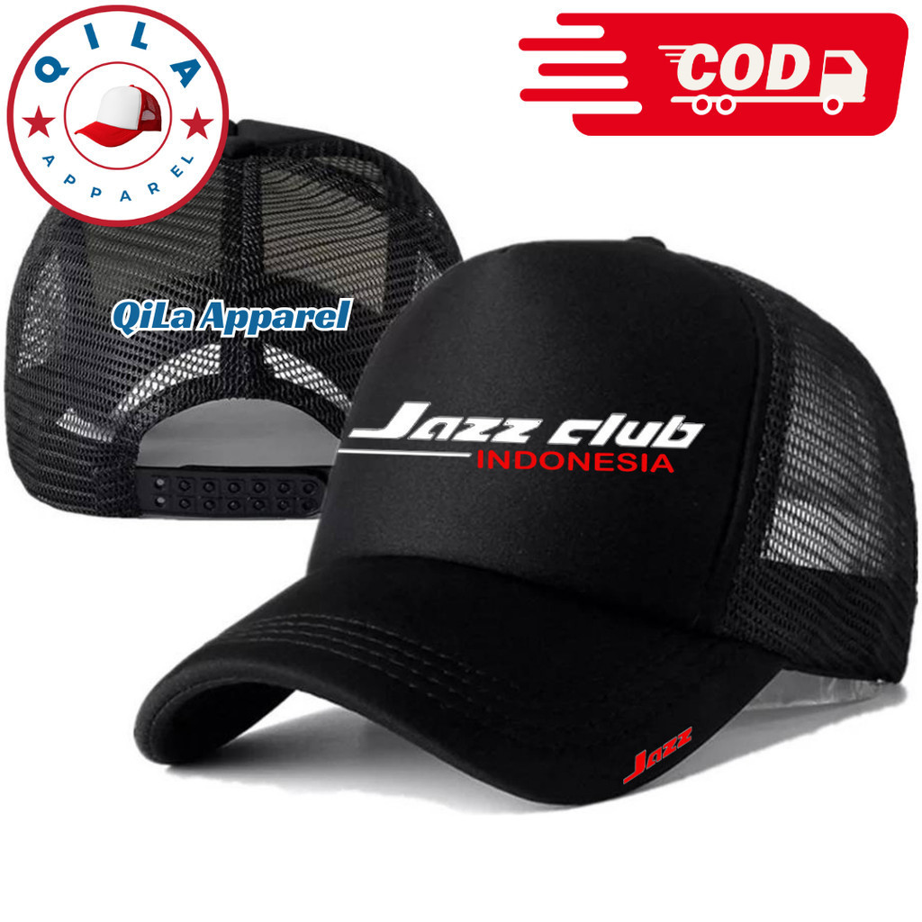 Topi Trucker HONDA JAZZ - Topi Distro HONDA JAZZ Logo - Topi HONDA JAZZ Premium - Topi Pria Dewasa -