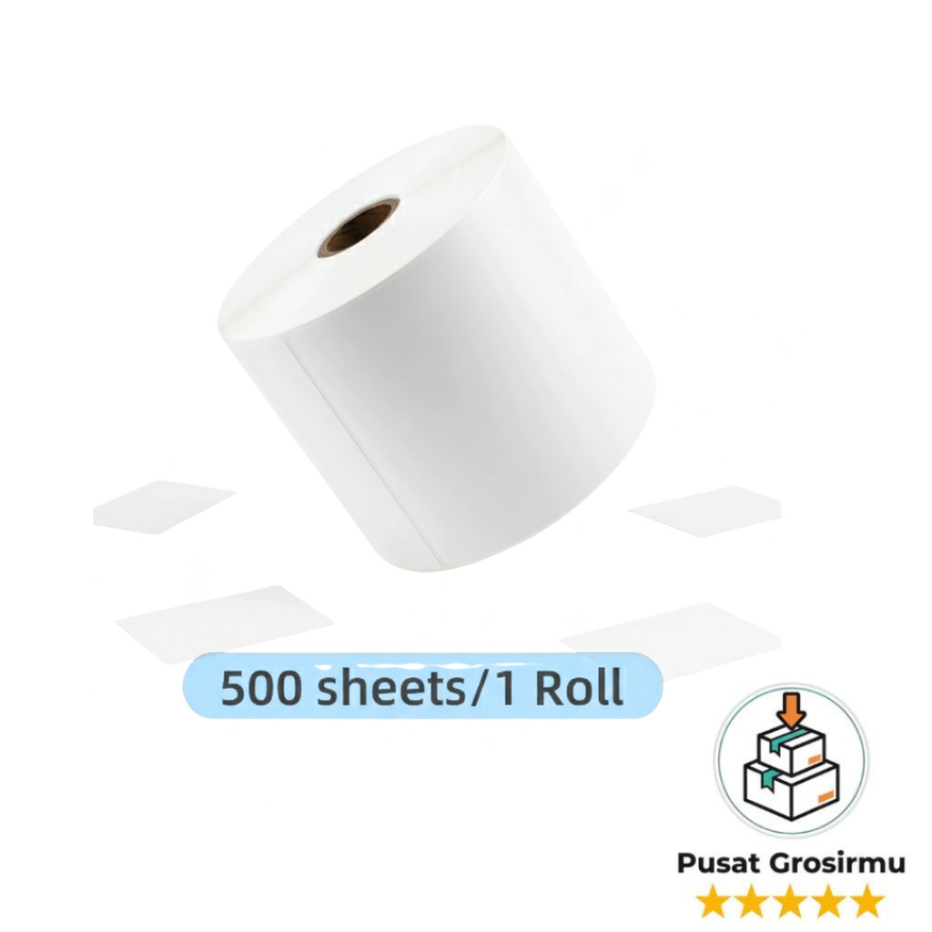Kertas Thermal Sticker 100x150 A6 Isi 500 Lembar Cetak Resi Otomatis
