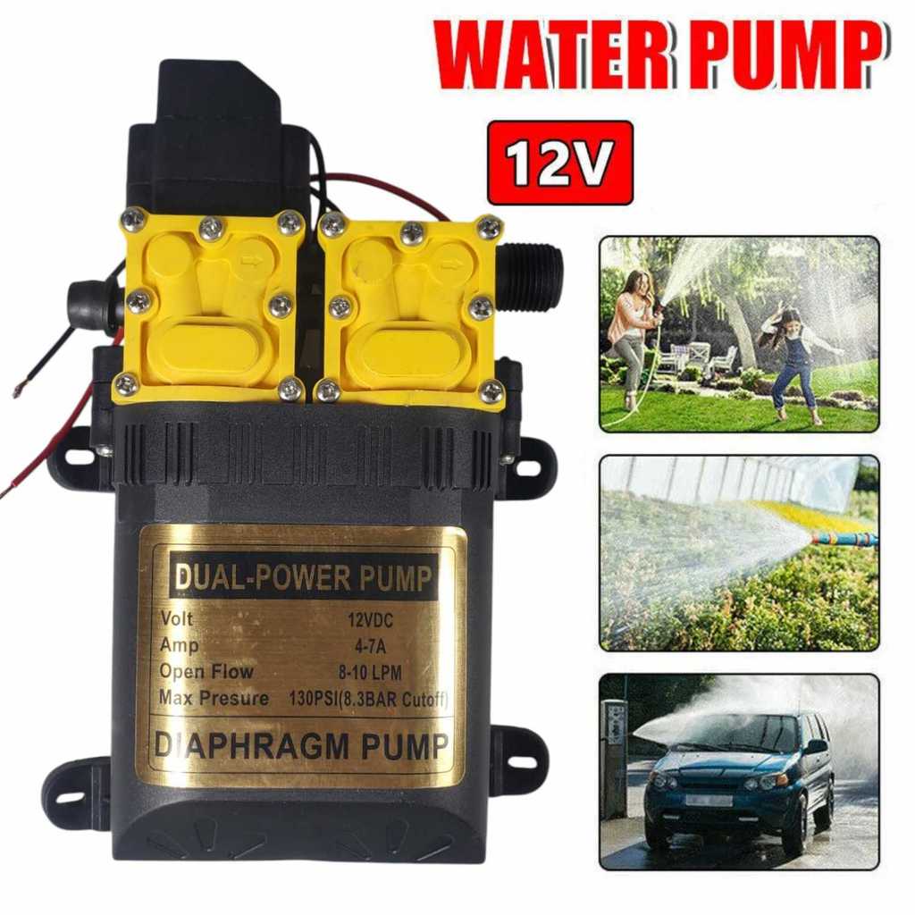 Pompa Air Elektrik High Pressure Water Pump 12V 7A 10L/Min, Pompa Cuci Mobil Motor DC Tekanan Tinggi