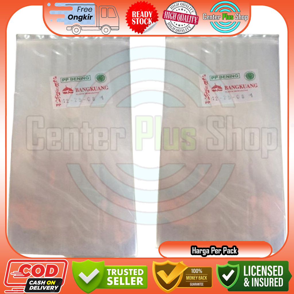 Kantong Plastik Pp Bening Transparan Putih Merk Bangkuang Tebal 0.3 Micron Semua Ukuran Lengkap Per 