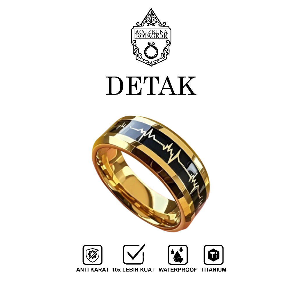 Cincin Pria Wanita Mewah Unik Estetik Real Titanium Anti Karat Anti Luntur Anti Air Premium Detak