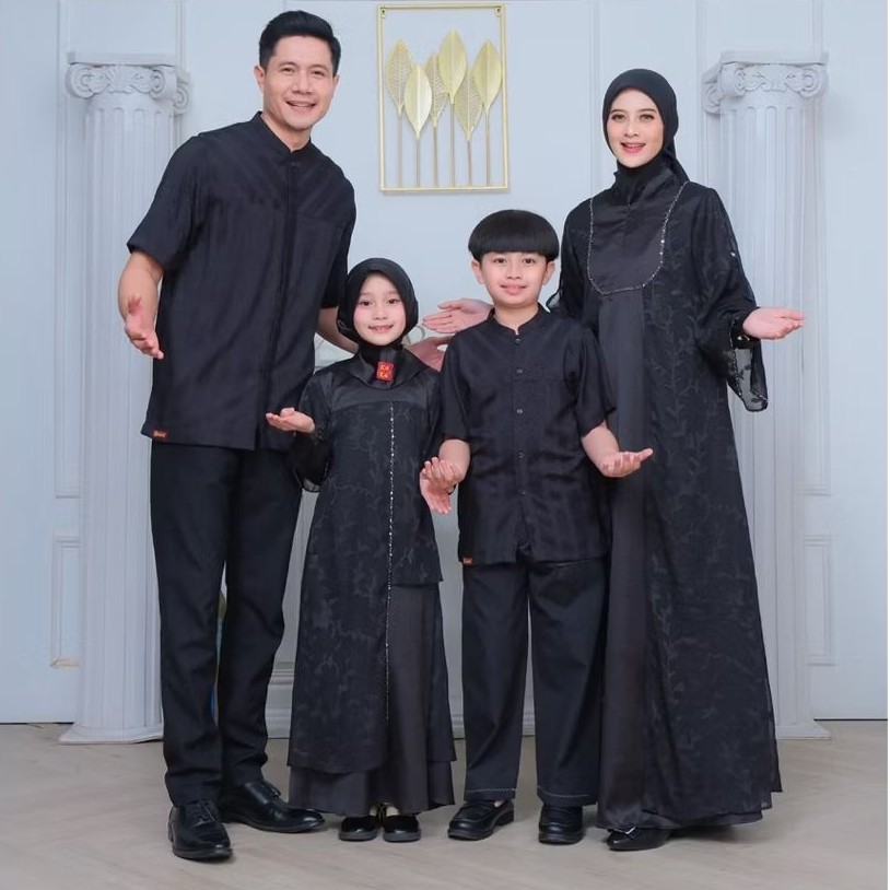KEKE AMIRA SERIES BLACK SARIMBIT KELUARGA 2026 Family Set Muslim Gamis Koko Ria Ricis Moana Lebaran