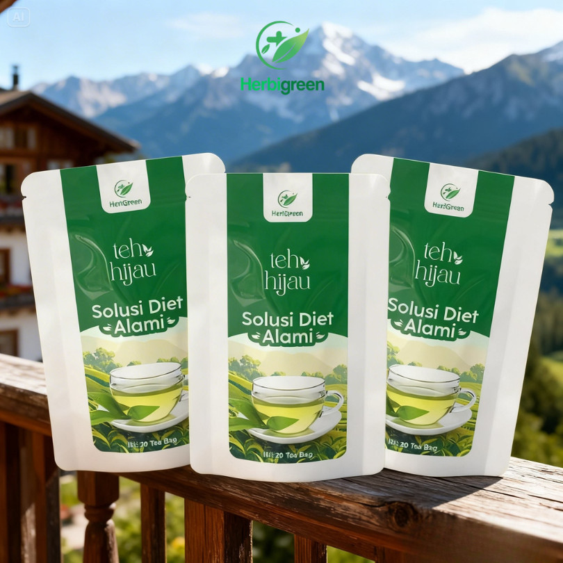 Herbigreen  Green Tea - Teh Hijau Alami | Teh Hijau Diet Pelangsing | Teh Diet Alami | Natural Slimm