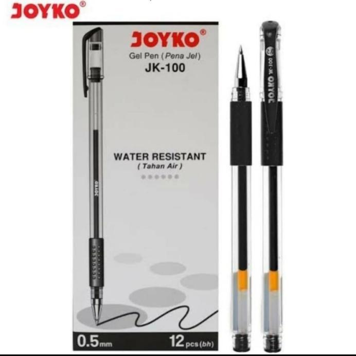 pulpen gell joyko JK 100 0.5 joyko 1 pak isi 12 - Hitam
